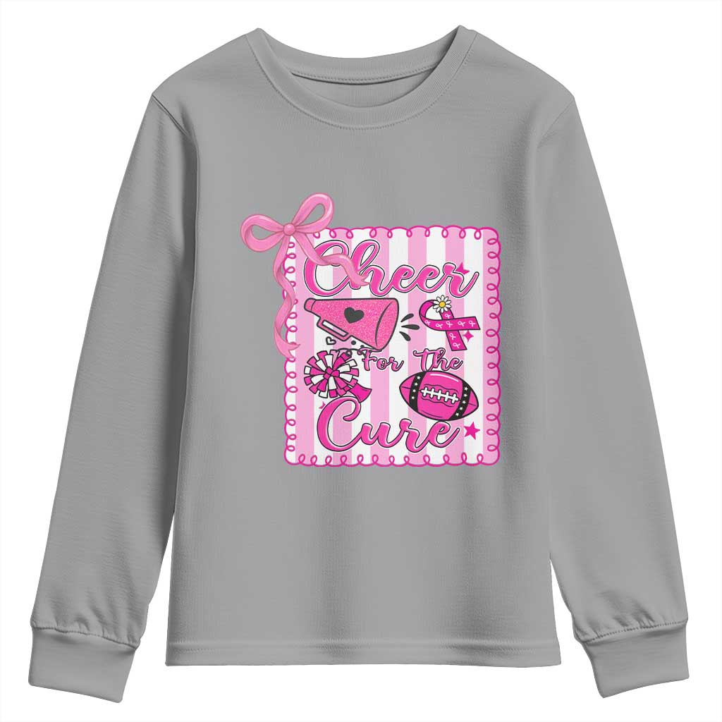 Cheer For The Cure Youth Sweatshirt Breast Cancer Awareness Football Gift TS12 Sport Gray Print Your Wear