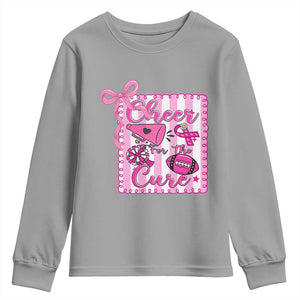 Cheer For The Cure Youth Sweatshirt Breast Cancer Awareness Football Gift TS12 Sport Gray Print Your Wear