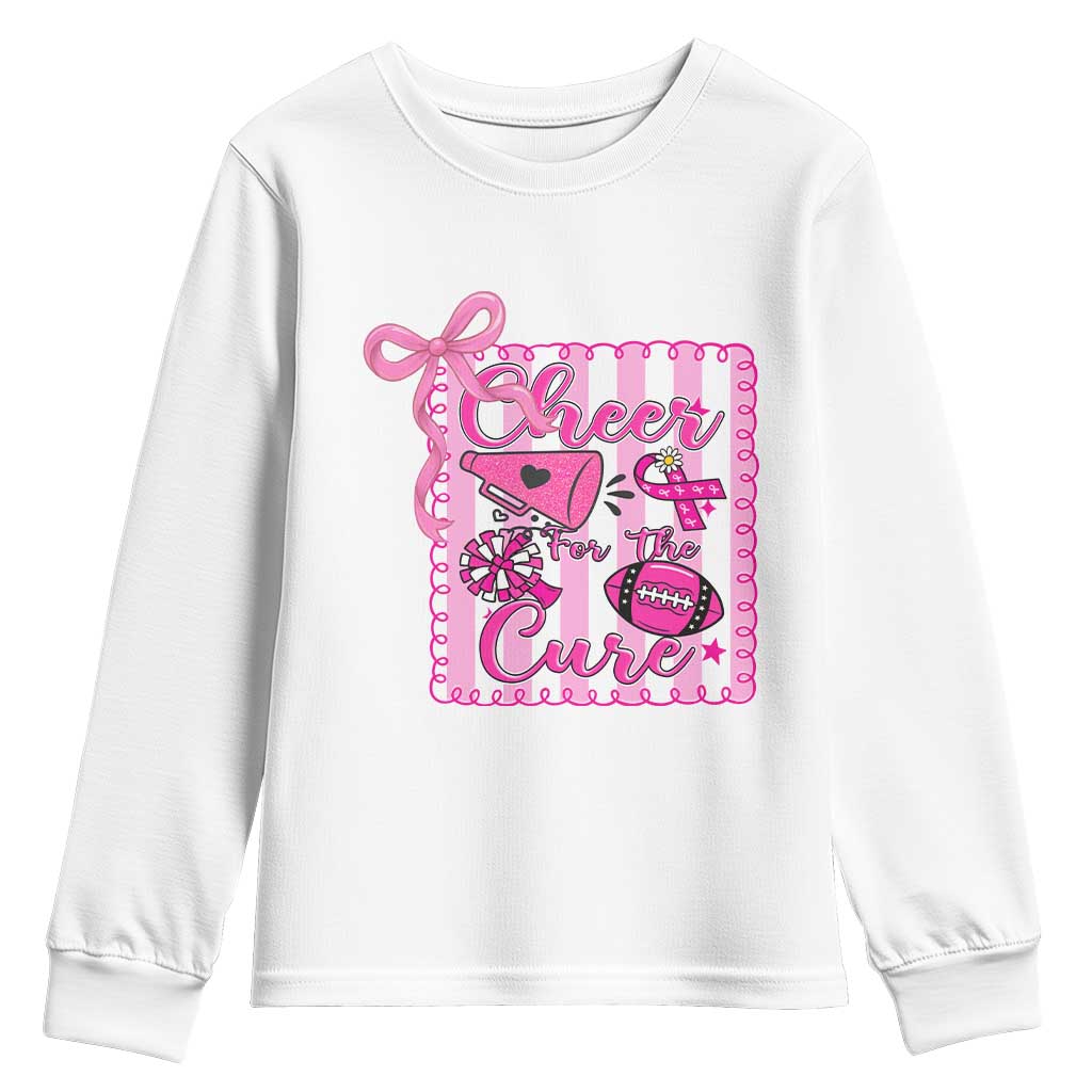 Cheer For The Cure Youth Sweatshirt Breast Cancer Awareness Football Gift TS12 White Print Your Wear