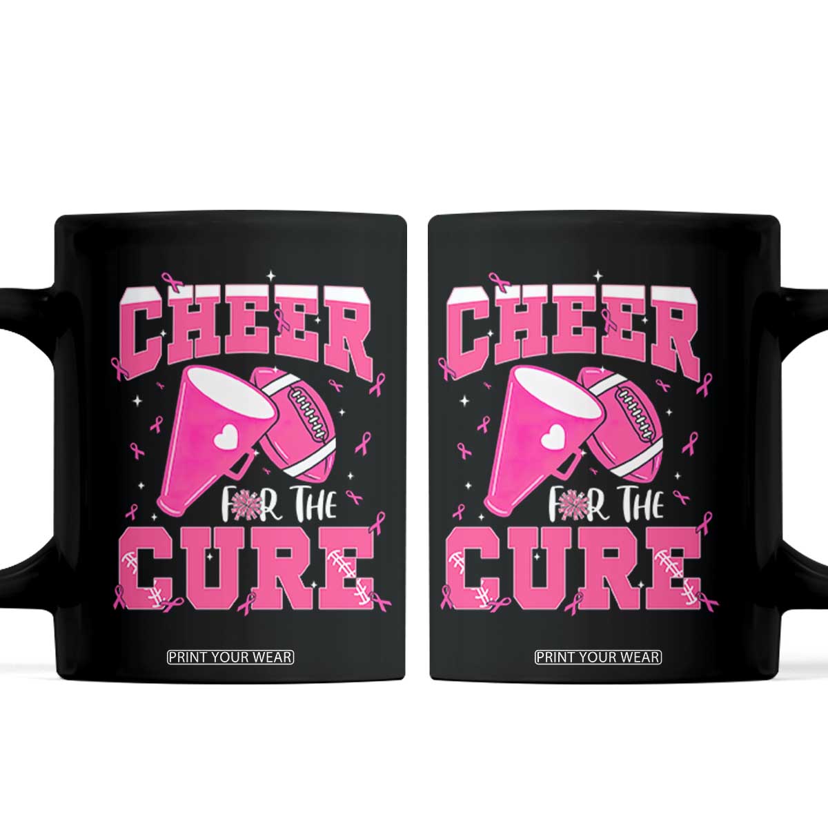 Breast Cancer Awareness Coffee Mug Funny Cheer For The Cure Gift TS12 Black Print Your Wear