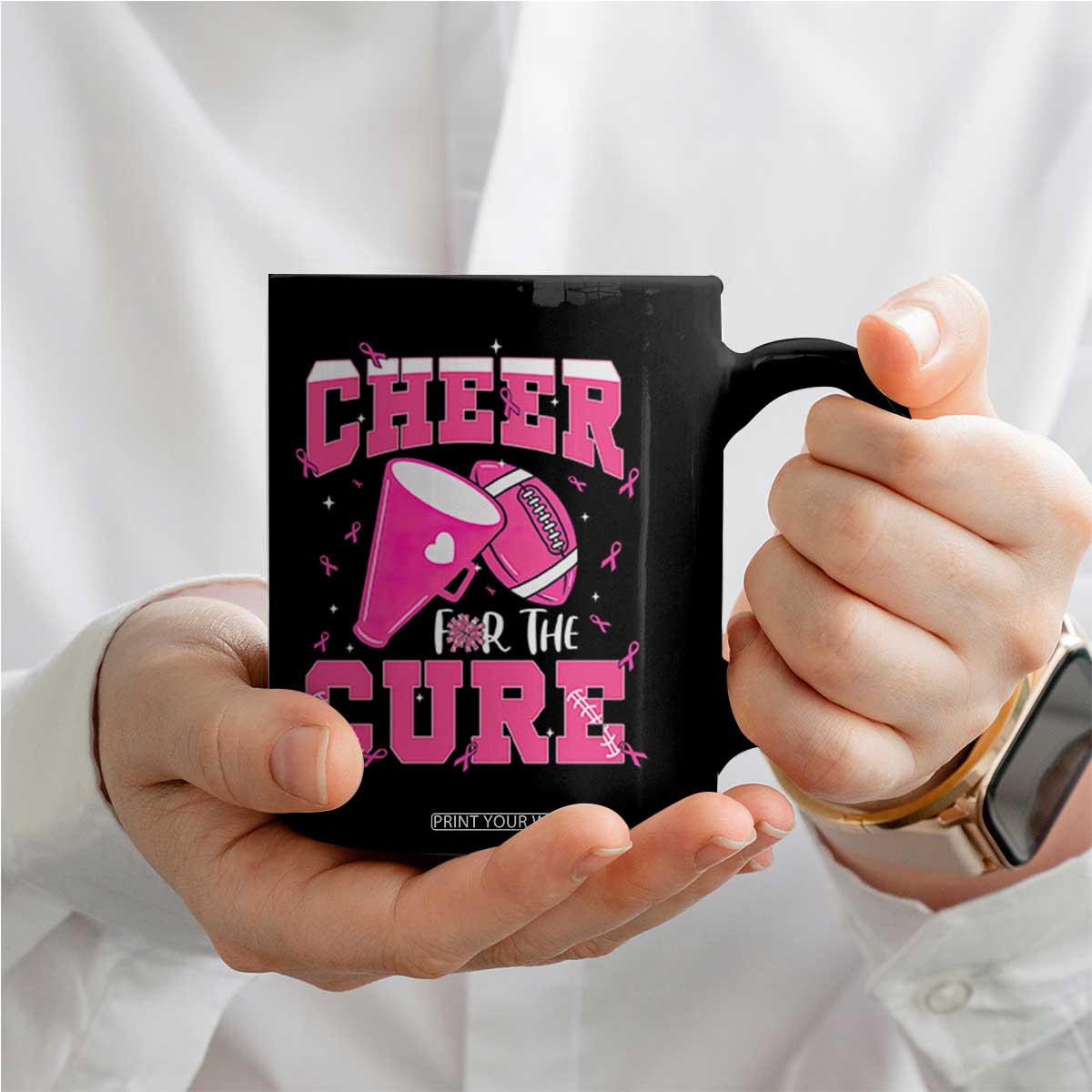 Breast Cancer Awareness Coffee Mug Funny Cheer For The Cure Gift TS12 Print Your Wear