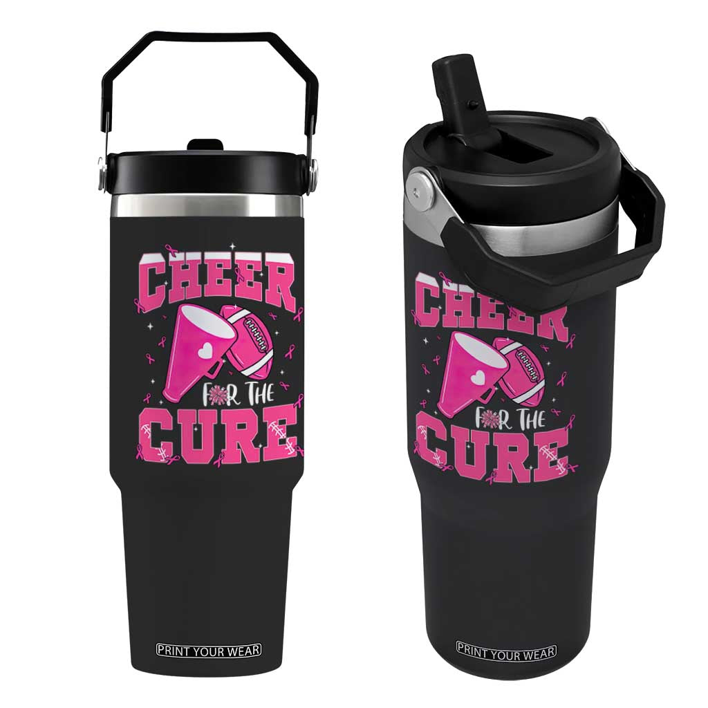 Breast Cancer Awareness Flip Straw Tumbler Funny Cheer For The Cure Gift TS12 One Size: 30 oz Black Print Your Wear
