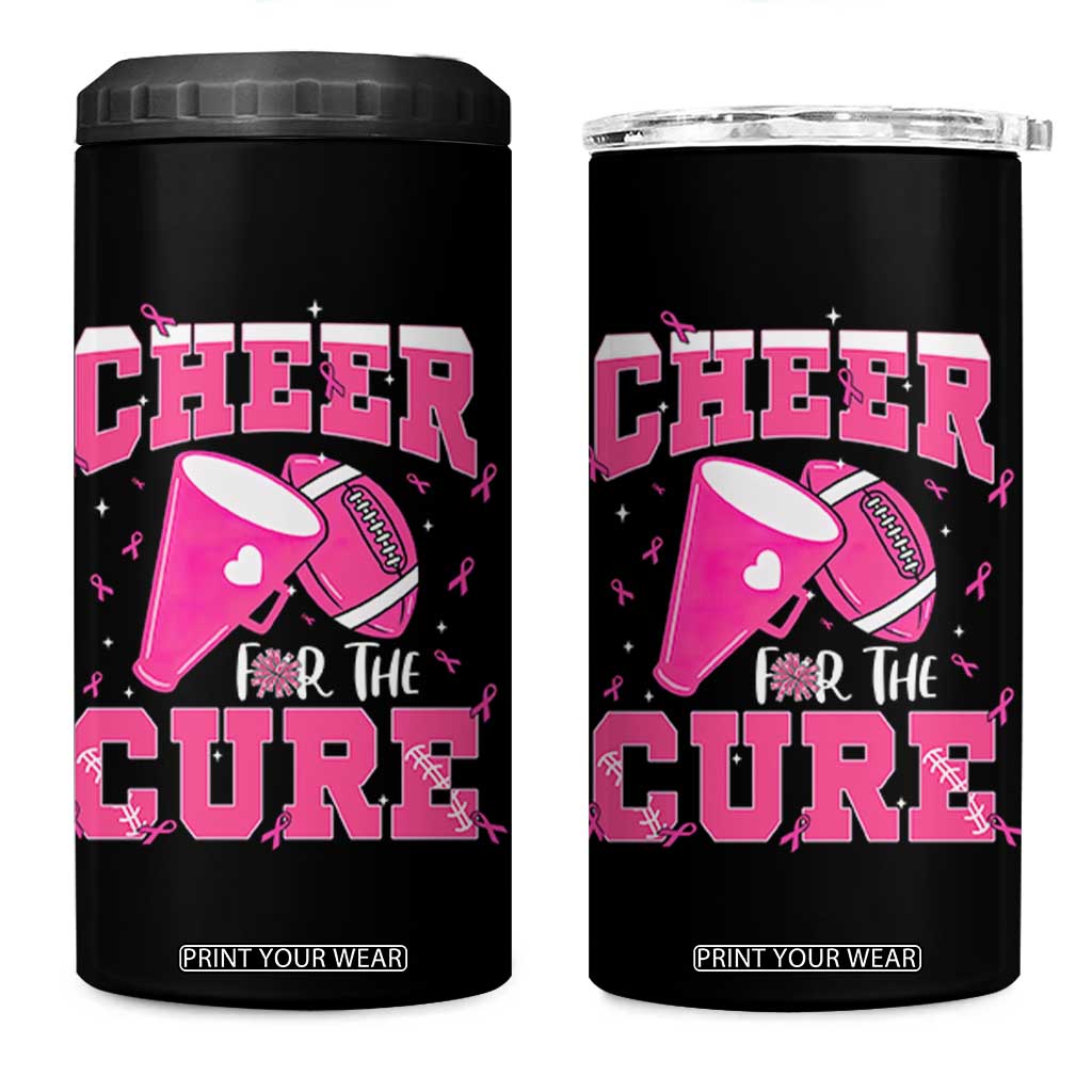 Breast Cancer Awareness 4 in 1 Can Cooler Tumbler Funny Cheer For The Cure Gift TS12 One Size: 16 oz Black Print Your Wear