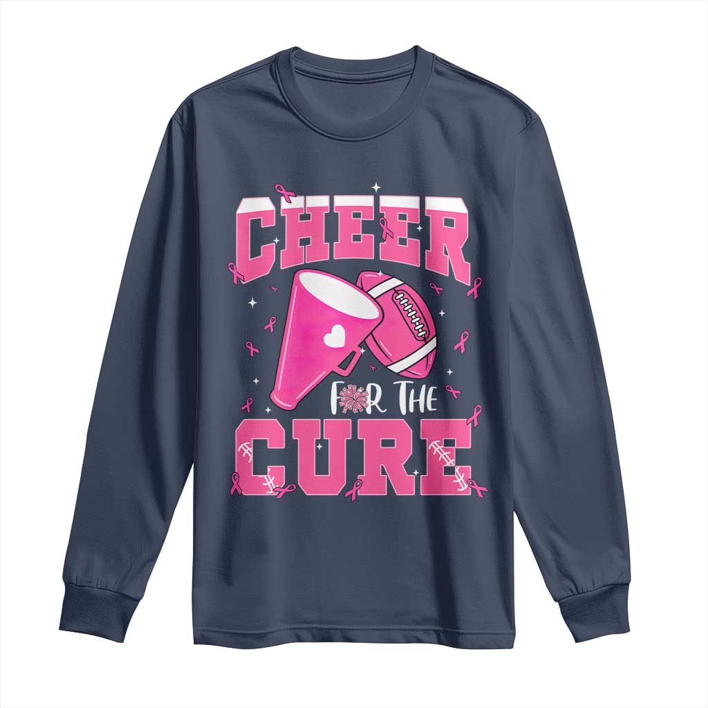 Breast Cancer Awareness Long Sleeve Shirt Funny Cheer For The Cure Gift TS12 Navy Print Your Wear