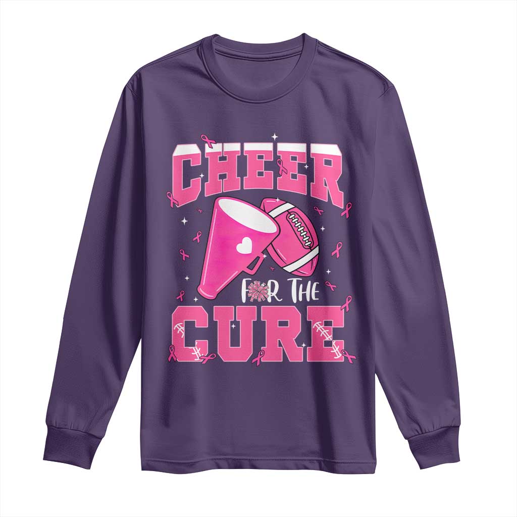 Breast Cancer Awareness Long Sleeve Shirt Funny Cheer For The Cure Gift TS12 Purple Print Your Wear