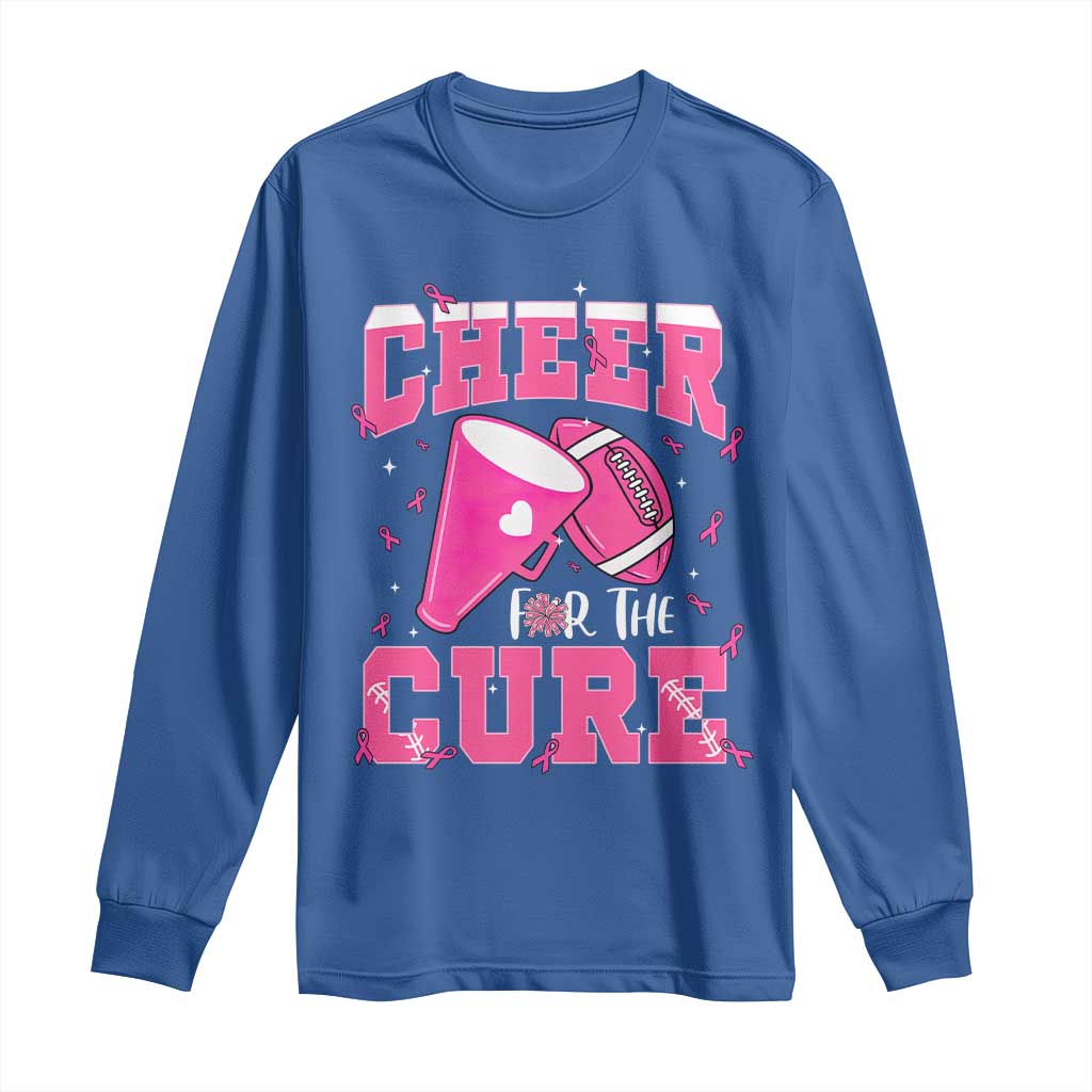Breast Cancer Awareness Long Sleeve Shirt Funny Cheer For The Cure Gift TS12 Royal Blue Print Your Wear