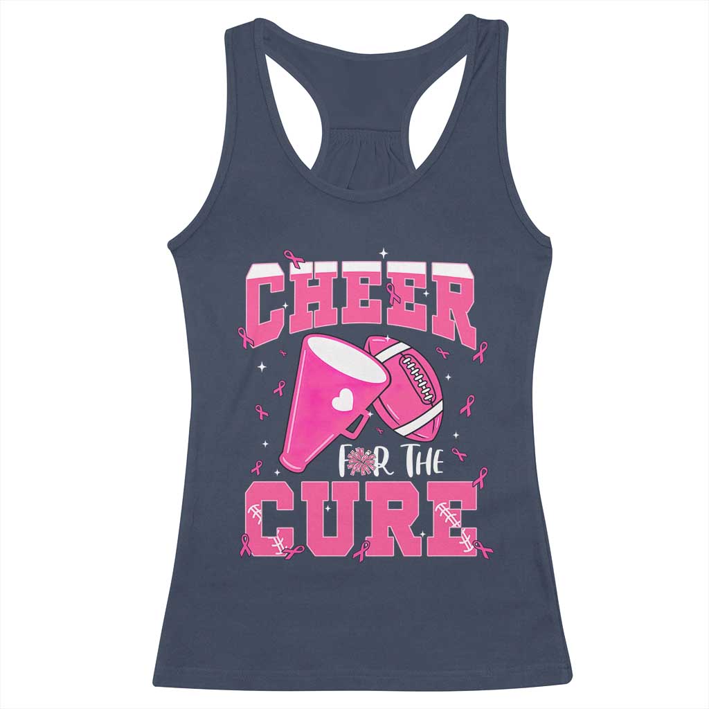 Breast Cancer Awareness Racerback Tank Top Funny Cheer For The Cure Gift TS12 Navy Print Your Wear