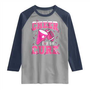 Breast Cancer Awareness Raglan Shirt Funny Cheer For The Cure Gift TS12 Sport Gray Navy Print Your Wear
