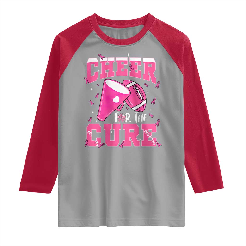 Breast Cancer Awareness Raglan Shirt Funny Cheer For The Cure Gift TS12 Sport Gray Red Print Your Wear