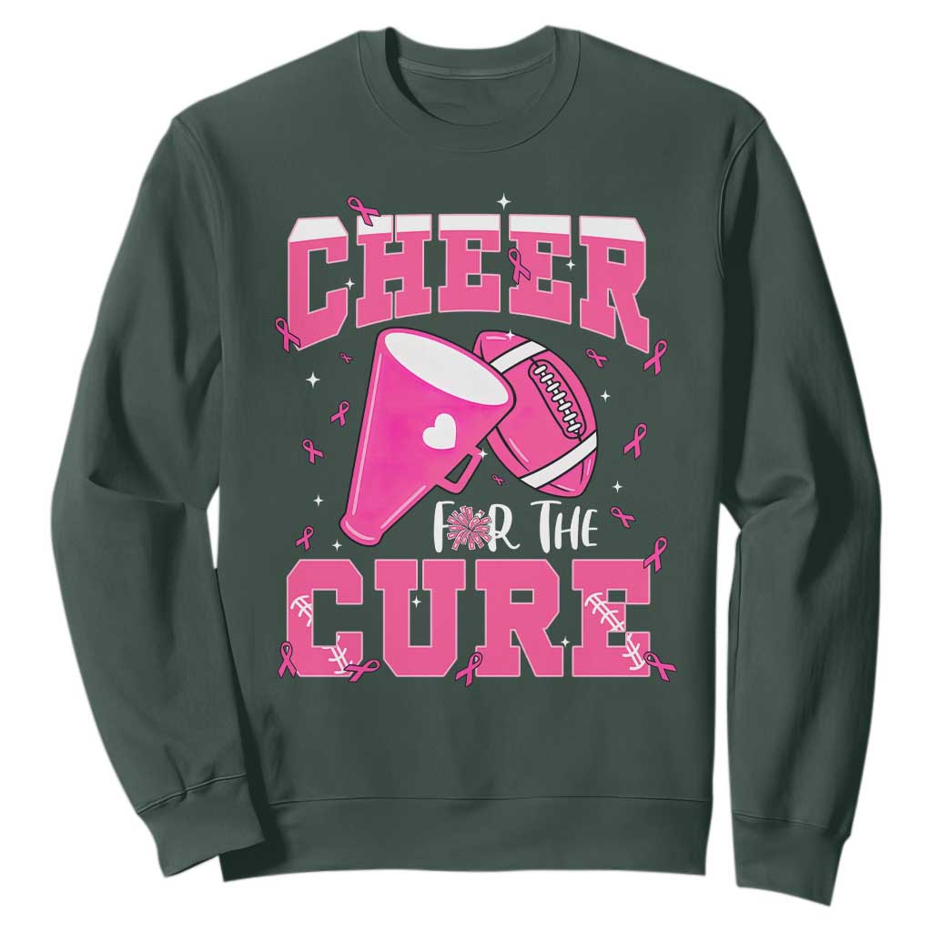 Breast Cancer Awareness Sweatshirt Funny Cheer For The Cure Gift TS12 Dark Forest Green Print Your Wear