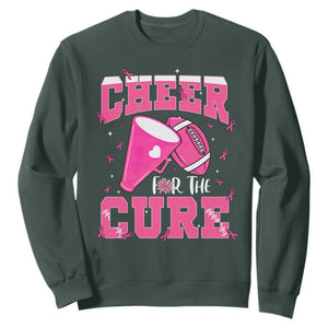 Breast Cancer Awareness Sweatshirt Funny Cheer For The Cure Gift TS12 Dark Forest Green Print Your Wear