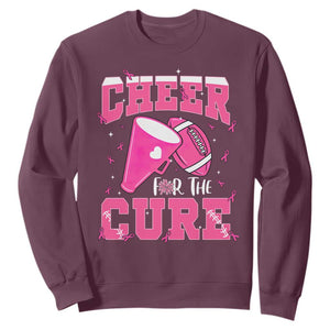 Breast Cancer Awareness Sweatshirt Funny Cheer For The Cure Gift TS12 Maroon Print Your Wear