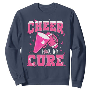 Breast Cancer Awareness Sweatshirt Funny Cheer For The Cure Gift TS12 Navy Print Your Wear