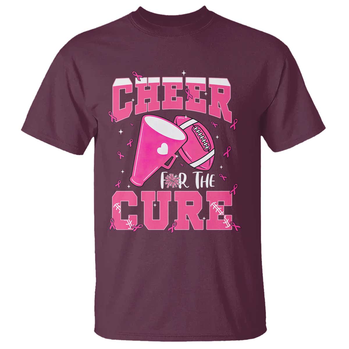 Breast Cancer Awareness T Shirt Funny Cheer For The Cure Gift TS12 Maroon Print Your Wear
