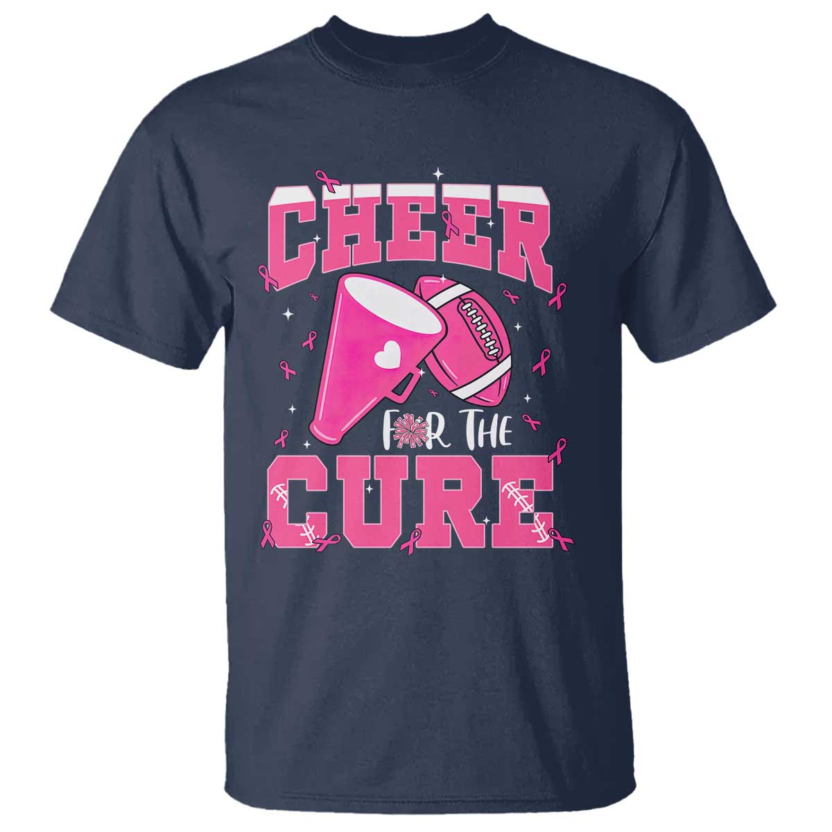 Breast Cancer Awareness T Shirt Funny Cheer For The Cure Gift TS12 Navy Print Your Wear
