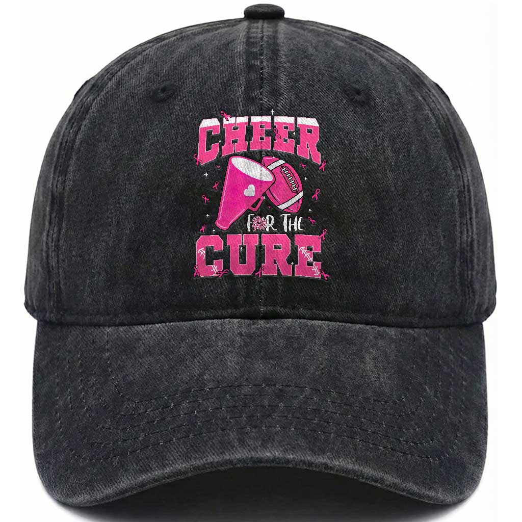 Breast Cancer Awareness Washed Cotton Baseball Cap Funny Cheer For The Cure Gift TS12 Print Your Wear