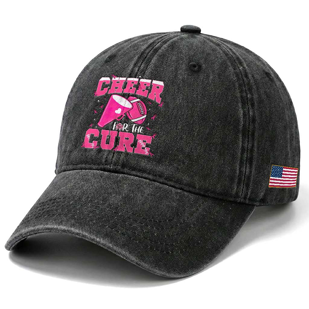 Breast Cancer Awareness Washed Cotton Baseball Cap Funny Cheer For The Cure Gift TS12 Print Your Wear