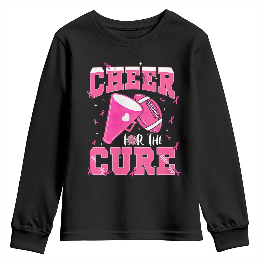 Breast Cancer Awareness Youth Sweatshirt Funny Cheer For The Cure Gift TS12 Black Print Your Wear
