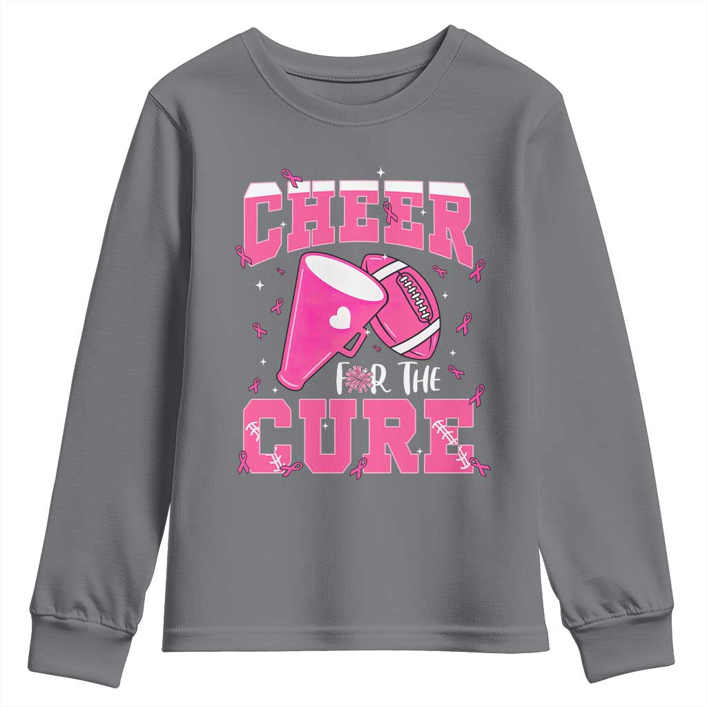 Breast Cancer Awareness Youth Sweatshirt Funny Cheer For The Cure Gift TS12 Charcoal Print Your Wear
