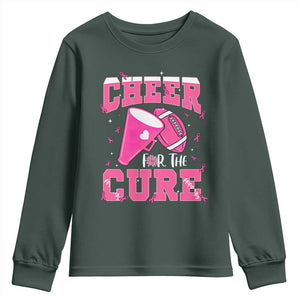 Breast Cancer Awareness Youth Sweatshirt Funny Cheer For The Cure Gift TS12 Dark Forest Green Print Your Wear