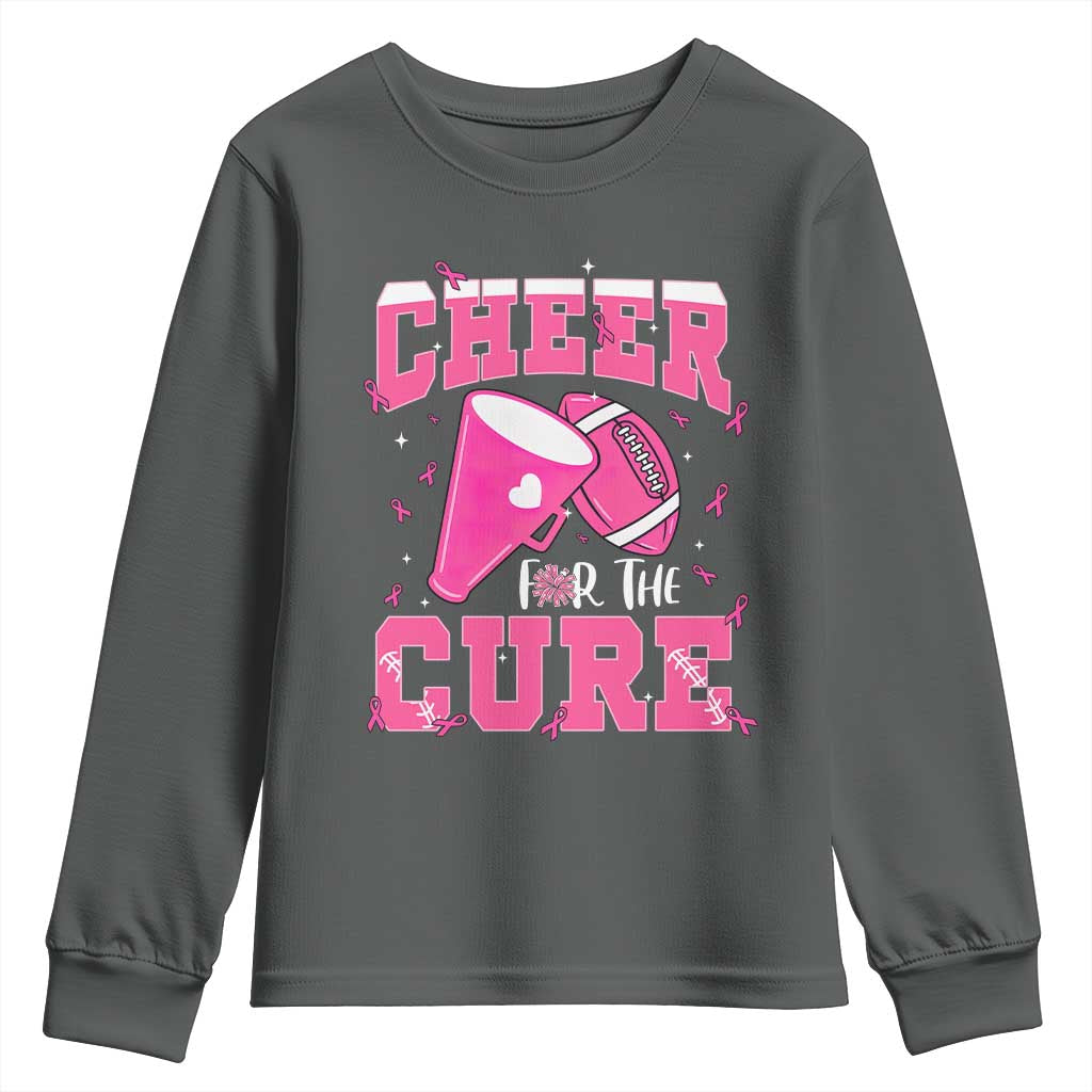 Breast Cancer Awareness Youth Sweatshirt Funny Cheer For The Cure Gift TS12 Dark Heather Print Your Wear
