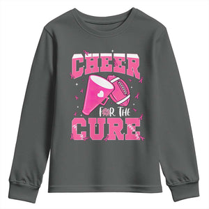 Breast Cancer Awareness Youth Sweatshirt Funny Cheer For The Cure Gift TS12 Dark Heather Print Your Wear