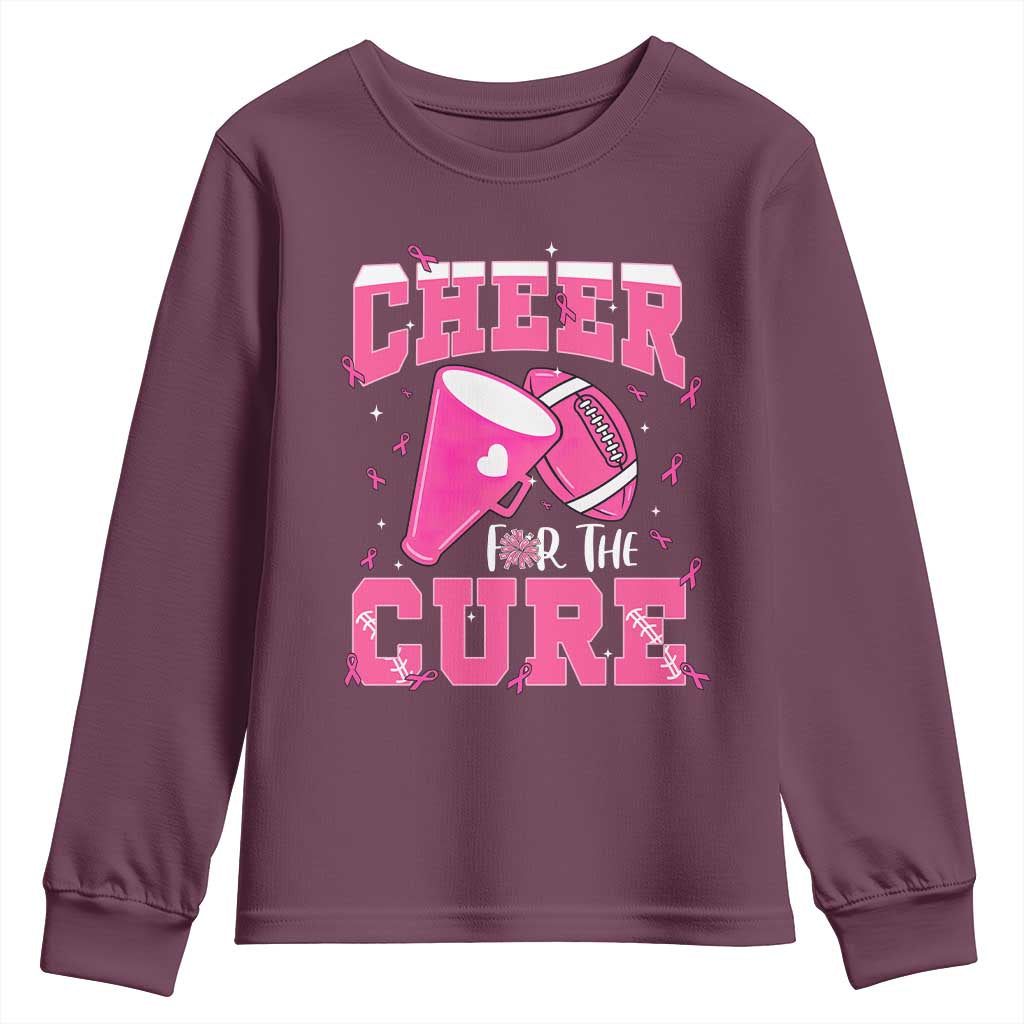 Breast Cancer Awareness Youth Sweatshirt Funny Cheer For The Cure Gift TS12 Maroon Print Your Wear