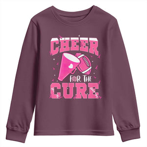 Breast Cancer Awareness Youth Sweatshirt Funny Cheer For The Cure Gift TS12 Maroon Print Your Wear