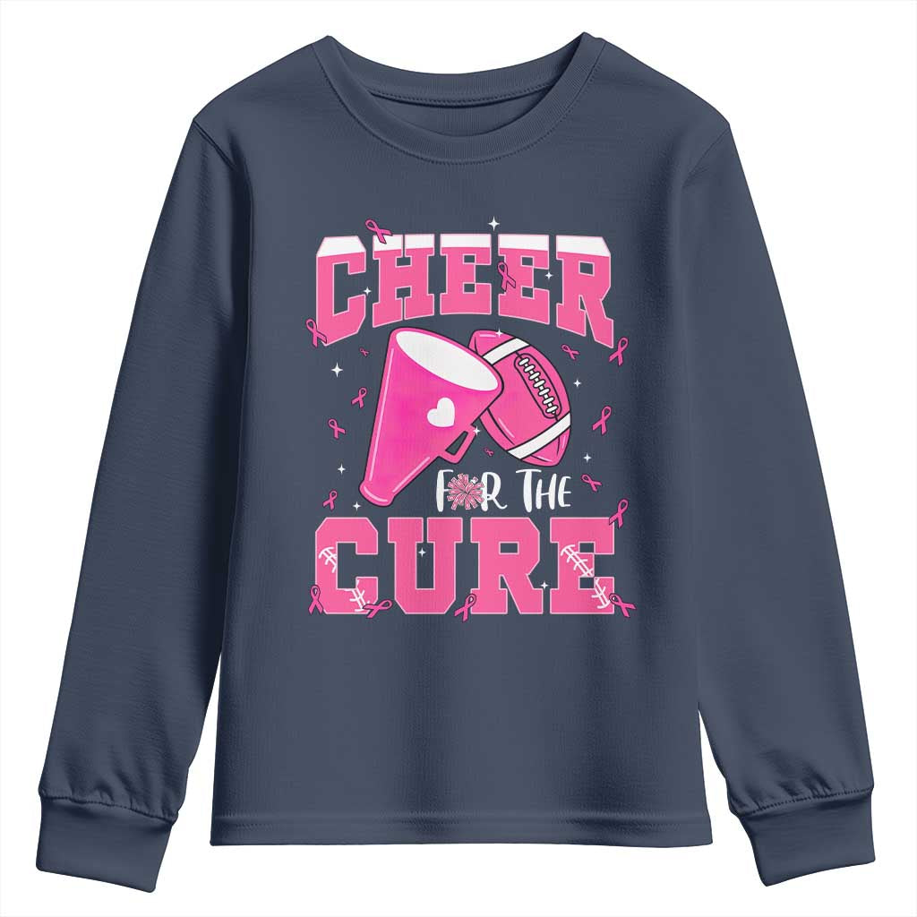 Breast Cancer Awareness Youth Sweatshirt Funny Cheer For The Cure Gift TS12 Navy Print Your Wear