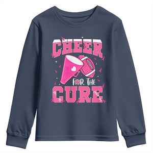 Breast Cancer Awareness Youth Sweatshirt Funny Cheer For The Cure Gift TS12 Navy Print Your Wear