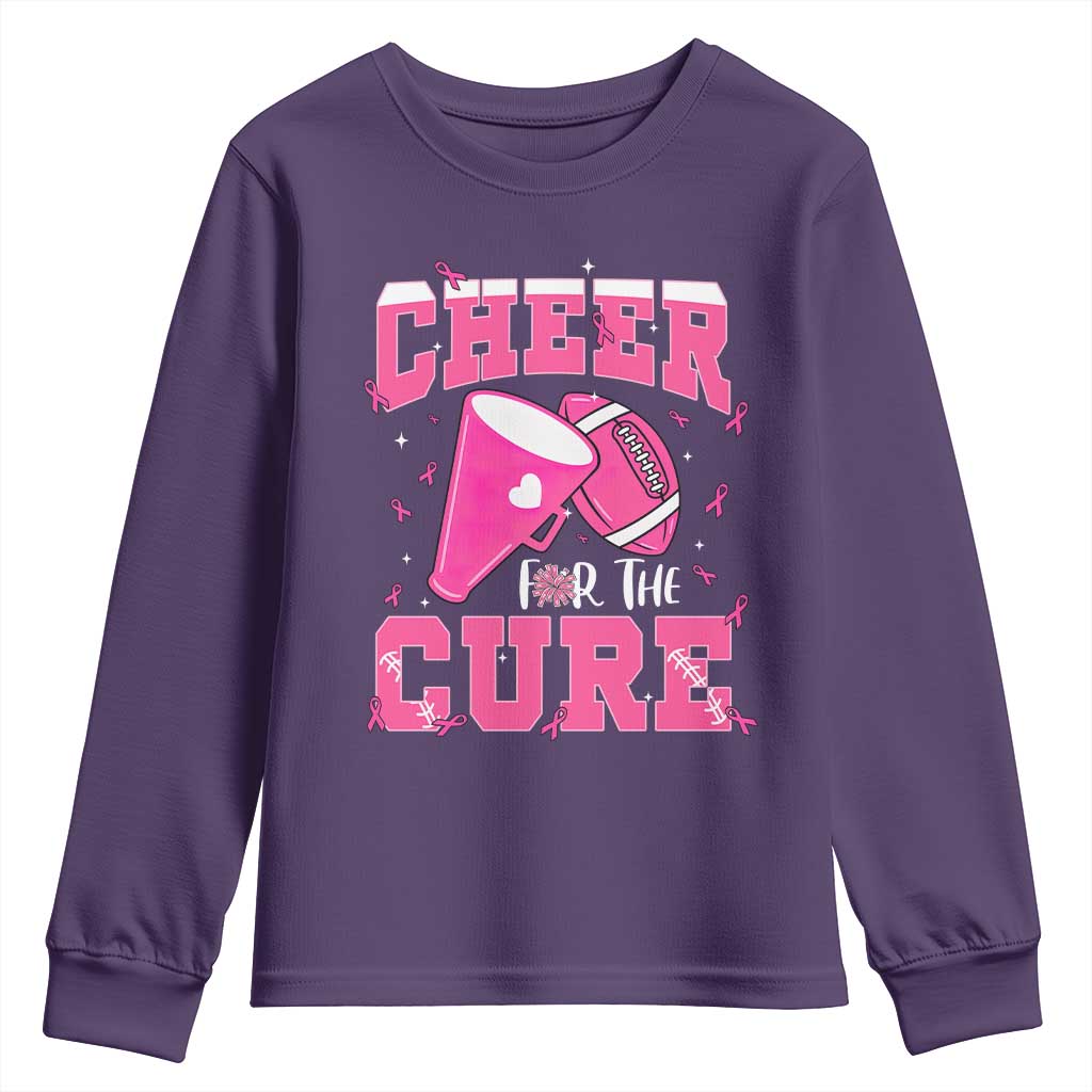 Breast Cancer Awareness Youth Sweatshirt Funny Cheer For The Cure Gift TS12 Purple Print Your Wear