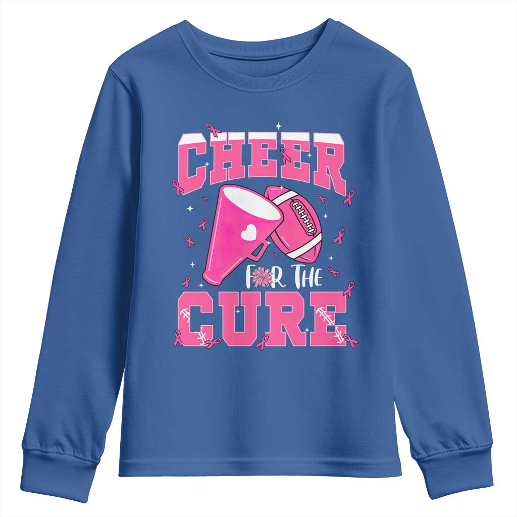 Breast Cancer Awareness Youth Sweatshirt Funny Cheer For The Cure Gift TS12 Royal Blue Print Your Wear