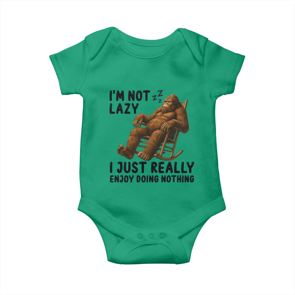 Funny Bigfoot Baby Onesie I Am Not Lazy I Just Really Enjoy Doing Nothing TS12 Irish Green Print Your Wear