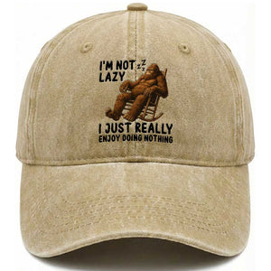 Funny Bigfoot Washed Cotton Baseball Cap I Am Not Lazy I Just Really Enjoy Doing Nothing TS12 Print Your Wear