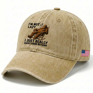 Funny Bigfoot Washed Cotton Baseball Cap I Am Not Lazy I Just Really Enjoy Doing Nothing TS12 Print Your Wear