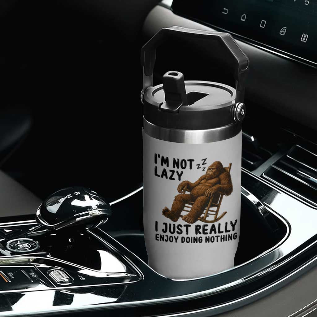 Funny Bigfoot Flip Straw Tumbler I Am Not Lazy I Just Really Enjoy Doing Nothing TS12 Print Your Wear