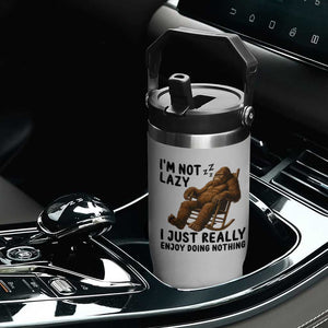 Funny Bigfoot Flip Straw Tumbler I Am Not Lazy I Just Really Enjoy Doing Nothing TS12 Print Your Wear