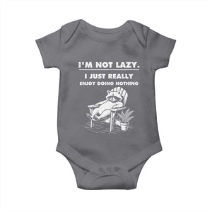 Lazy Raccoon Baby Onesie Funny I Am Not Lazy I Just Really Enjoy Doing Nothing TS12 Charcoal Print Your Wear
