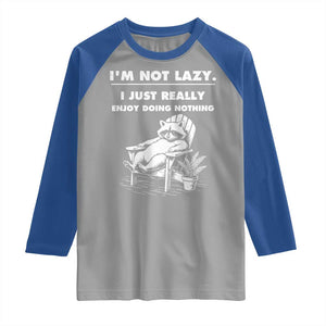 Lazy Raccoon Raglan Shirt Funny I Am Not Lazy I Just Really Enjoy Doing Nothing - Print Your Wear