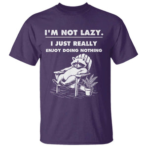 Lazy Raccoon T Shirt Funny I Am Not Lazy I Just Really Enjoy Doing Nothing TS12 Purple Print Your Wear