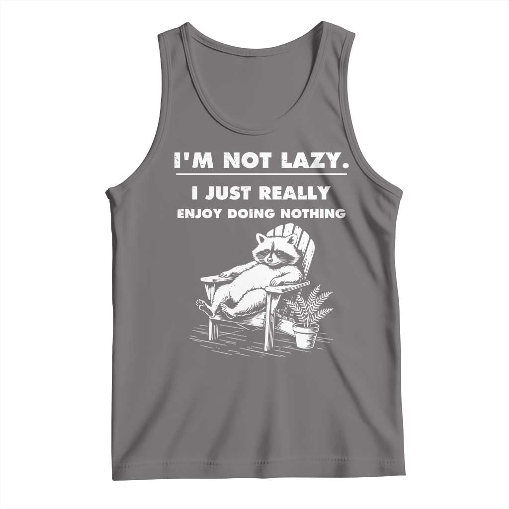 Lazy Raccoon Tank Top Funny I Am Not Lazy I Just Really Enjoy Doing Nothing TS12 Deep Heather Print Your Wear