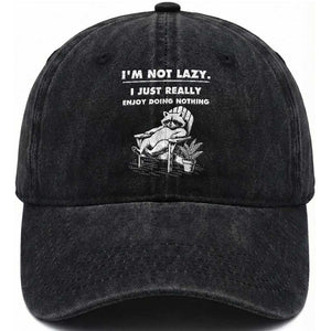 Lazy Raccoon Washed Cotton Baseball Cap Funny I Am Not Lazy I Just Really Enjoy Doing Nothing TS12 Print Your Wear