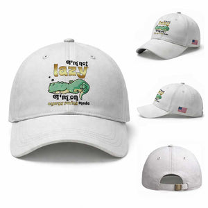 Funny Dinosaur Lover Baseball Cap I Am Not Lazy I Am On Energy Saving Mode TS12 Baseball Cap Universal Fit White Print Your Wear