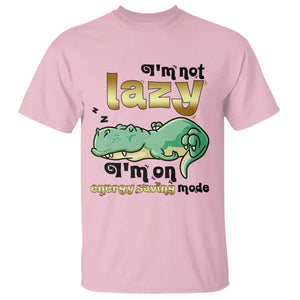 Funny Dinosaur Lover T Shirt I Am Not Lazy I Am On Energy Saving Mode TS12 Light Pink Print Your Wear