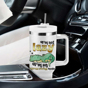 Funny Dinosaur Lover Tumbler With Handle I Am Not Lazy I Am On Energy Saving Mode TS12 Print Your Wear
