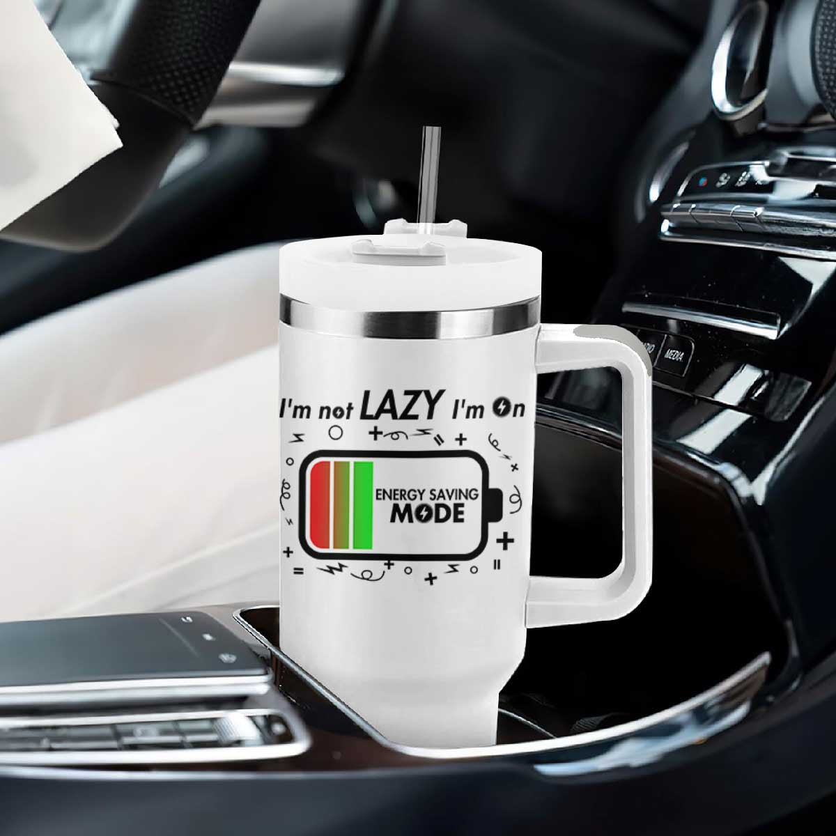 Funny Sarcastic Saying Tumbler With Handle I Am On Energy Saving Mode TS12 Print Your Wear