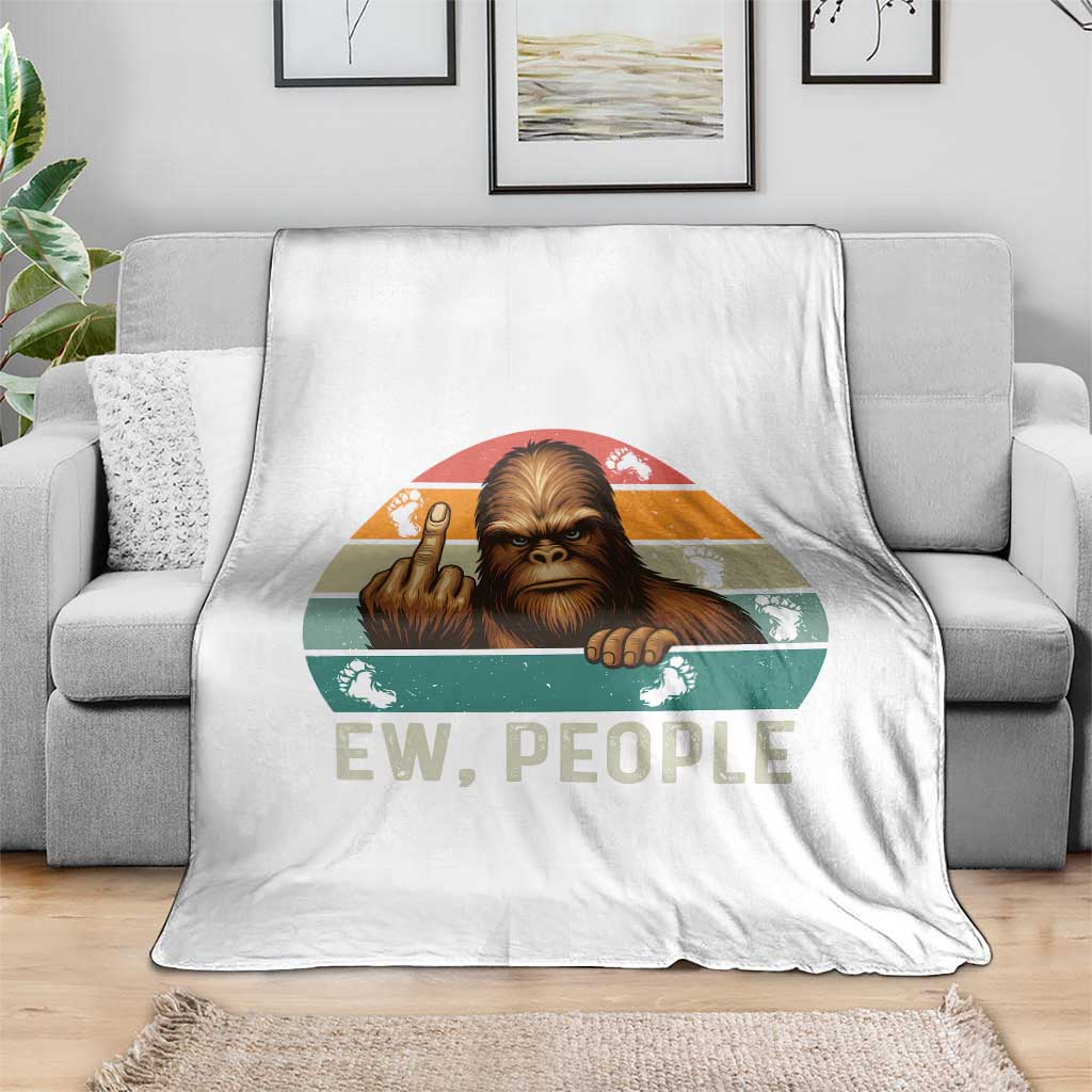 Bigfoot Lover Throw Blanket Funny Ew People Retro Sunset Design TS12 Print Your Wear
