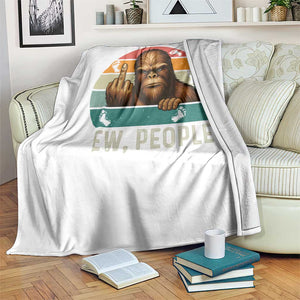 Bigfoot Lover Throw Blanket Funny Ew People Retro Sunset Design TS12 Print Your Wear