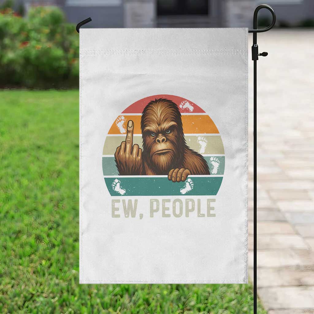 Bigfoot Lover Garden Flag Funny Ew People Retro Sunset Design TS12 Print Your Wear