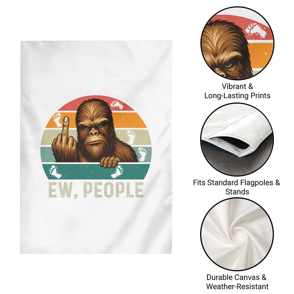 Bigfoot Lover Garden Flag Funny Ew People Retro Sunset Design TS12 Print Your Wear